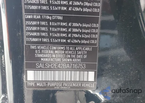 2011 Land Rover Range Rover Sport Sc from USA, damaged, VIN SALSH2E42BA716753